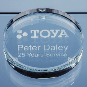 9cm Round Glass Paperweight
