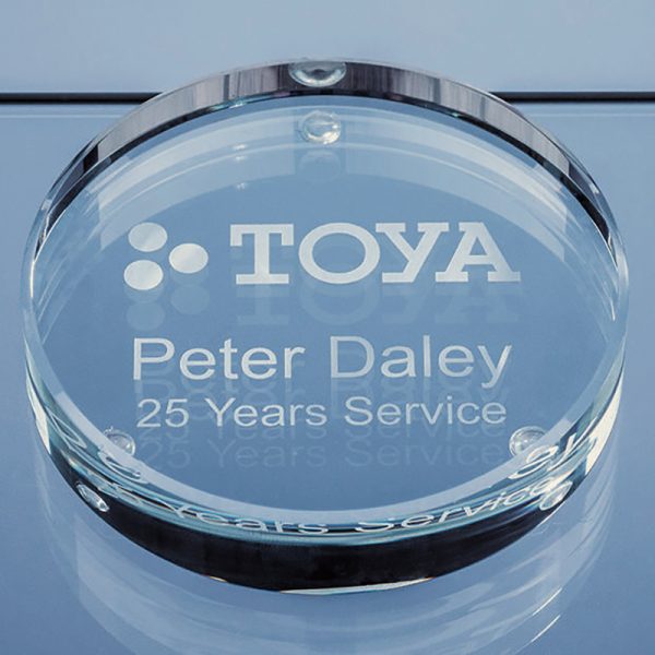 9cm Round Glass Paperweight