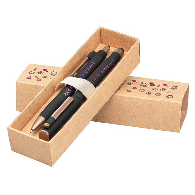 York Recycled Plastic Bronze Trim Pen Gift Set – Box Decorated - Image 8