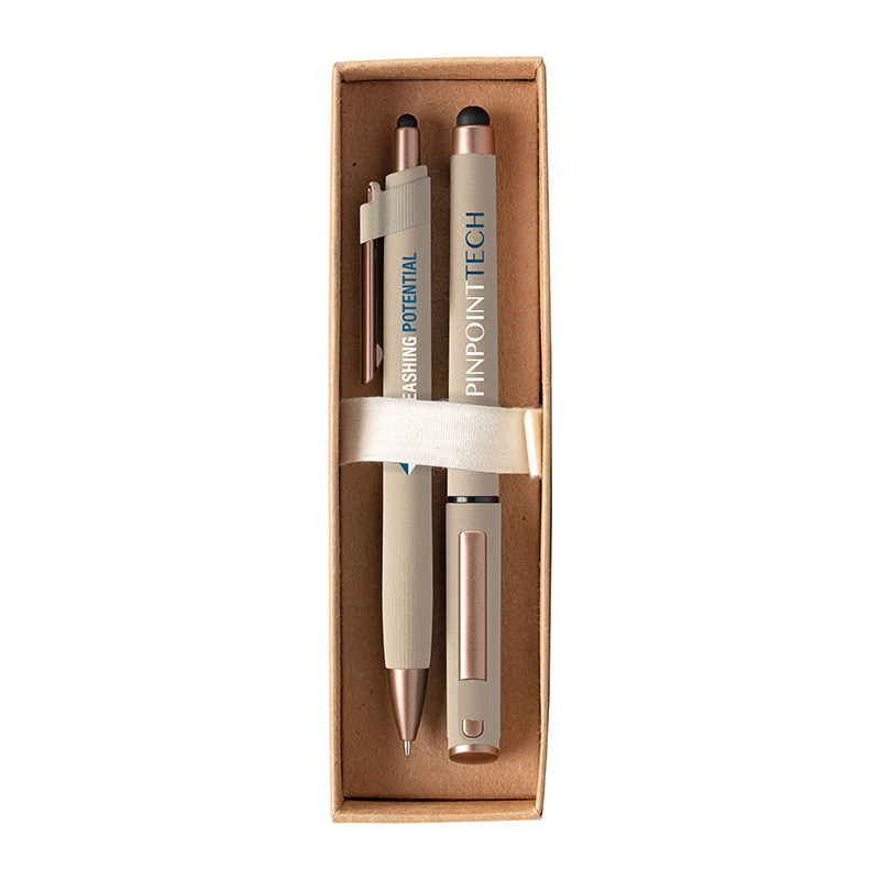 York Recycled Plastic Bronze Trim Pen Gift Set – Box Decorated - Image 7