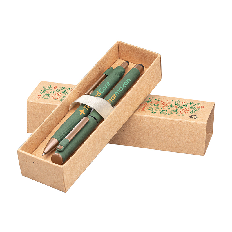 York Recycled Plastic Bronze Trim Pen Gift Set – Box Decorated - Image 6