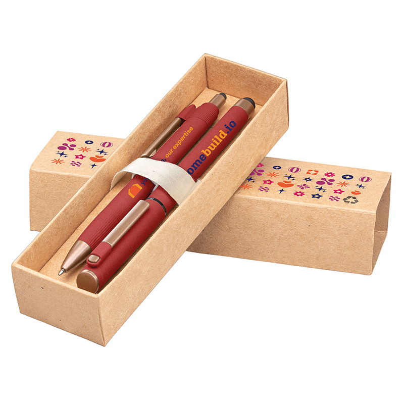 York Recycled Plastic Bronze Trim Pen Gift Set – Box Decorated - Image 3